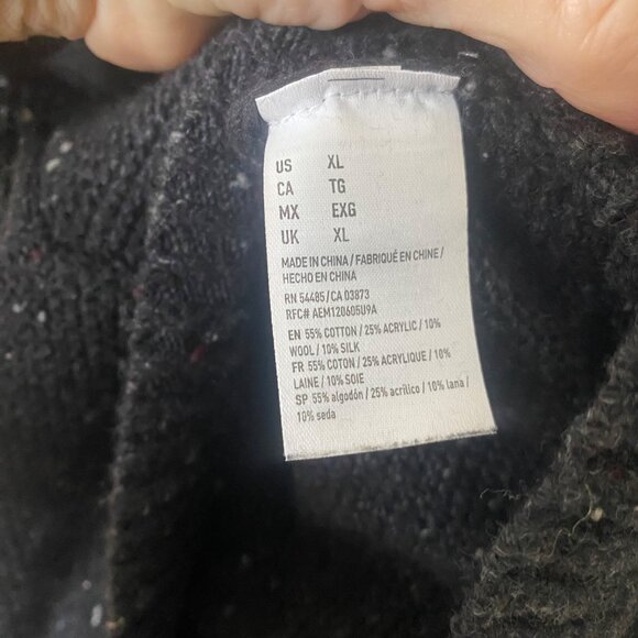 American Eagle Outfitters Wool Blend Hoodie Sweater Mens XL Black Pullover - Picture 5 of 11